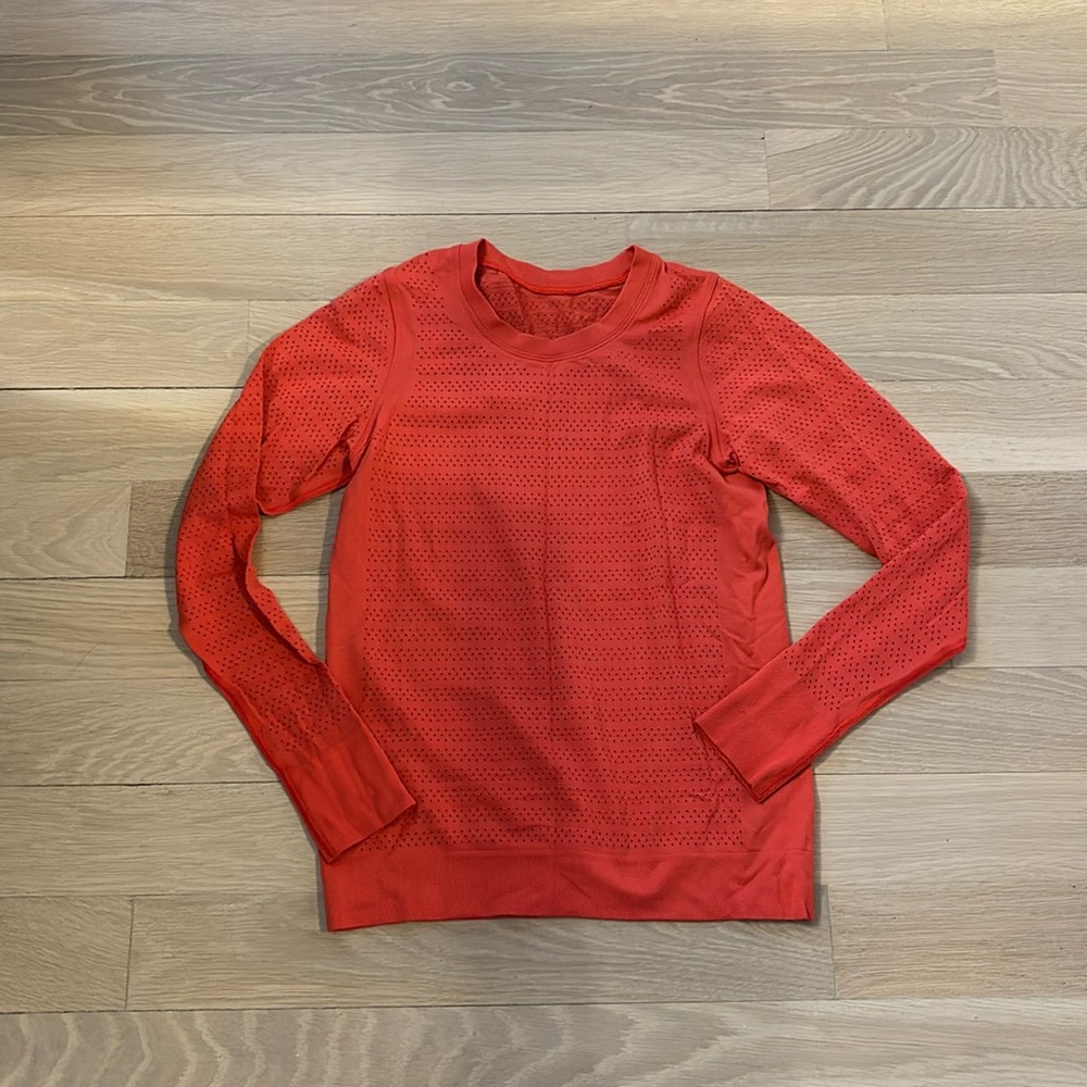 Lululemon Perforated Coral Long Sleeve